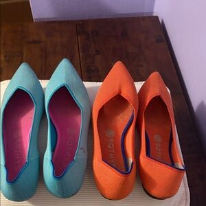Rothy's Vibrant Blue and Orange Loafers